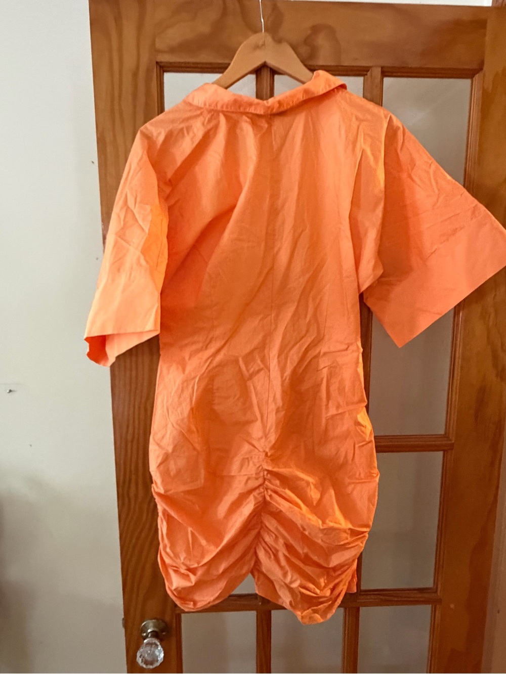 REVOLVE Orange Ruched Button-Front Mini Dress - Picture 3 of 4